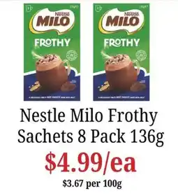 Farmer Jack's Nestle Milo Frothy Sachets offer