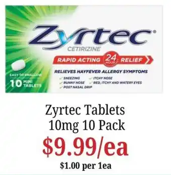 Farmer Jack's Zyrtec Tablets offer