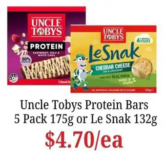 Farmer Jack's Uncle Tobys Protein Bars offer