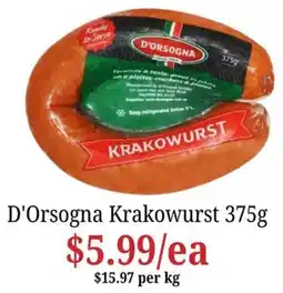 Farmer Jack's D'Orsogna Krakowurst offer