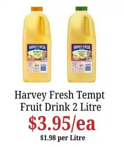 Farmer Jack's Harvey Fresh Tempt Fruit Drink offer