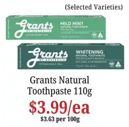 Farmer Jack's Grants Natural Toothpaste offer