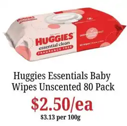 Farmer Jack's Huggies Essentials Baby Wipes Unscented offer