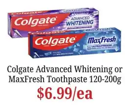 Farmer Jack's Colgate Advanced Whitening or MaxFresh Toothpaste offer