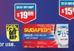 Chemist Warehouse Sudafed PE Sinus + Pain Relief Day & Night offer