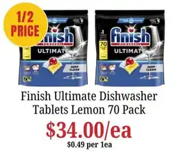 Farmer Jack's Finish Ultimate Dishwasher Tablets Lemon offer