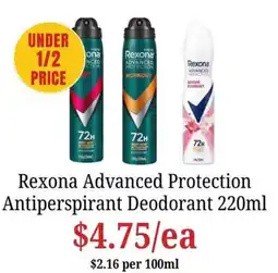 Farmer Jack's Rexona Advanced Protection Antiperspirant Deodorant offer