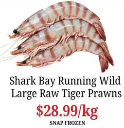 Farmer Jack's Shark Bay Running Wild Large Raw Tiger Prawns offer