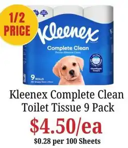 Farmer Jack's Kleenex Complete Clean Toilet Tissue 9 Pack offer