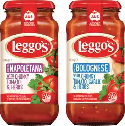 IGA Leggo’s Pasta Sauce 490‑500g Selected Varieties offer