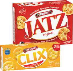 IGA Arnott’s Jatz Clix 250g, Jatz or Savoy 225g Selected Varieties offer