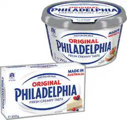 IGA Philadelphia Cream Cheese Block or Spreadable Tub 250g Selected Varieties offer