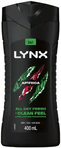 IGA Lynx 3‑in‑1 Body Face Hair Wash Selected Varieties offer