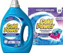IGA Cold Power Laundry Liquid 2 Litre, Powder 2kg or Capsules 29 Pack Selected Varieties offer