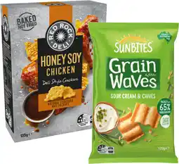 IGA Sunbites Grain Waves Wholegrain Chips 170g or Red Rock Deli Style Crackers 135g Selected Varieties offer