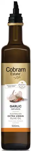 IGA Cobram Estate Garlic Infused Extra Virgin Olive Oil Selected Varieties offer