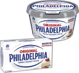 IGA Philadelphia Cream Cheese Block or Spreadable Tub 215-250g Selected Varieties offer