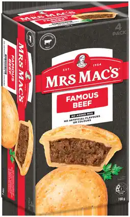 IGA Mrs Mac’s Pies or Giant Sausage Rolls 4 Pack Selected Varieties offer