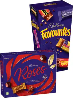 IGA Cadbury Favourites 264‑265g or Roses Chocolate Box 225g Selected Varieties offer