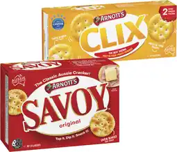 IGA Arnott’s Savoy, Vita-Weat or Clix Crackers 225-250g Selected Varieties offer