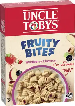 IGA Uncle Tobys Wildberry Flavour Fruity Bites 500g or Vita Weeties 510g offer