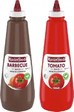 IGA MasterFoods Tomato or Barbecue Squeezy Sauce 920mL offer