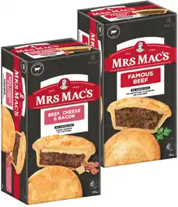 IGA Mrs Mac’s Pies or Giant Sausage Rolls 4 Pack Selected Varieties offer