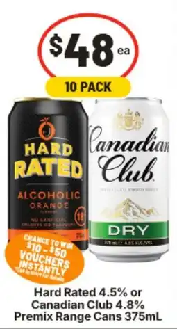 IGA Hard Rated or Canadian Club Premix Range Cans offer