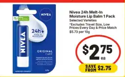 IGA Nivea 24h Melt-In Moisture Lip Balm offer