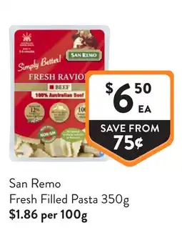 Foodworks San Remo Fresh Filled Pasta offer