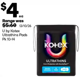 Woolworths U by Kotex Ultrathins Pads offer