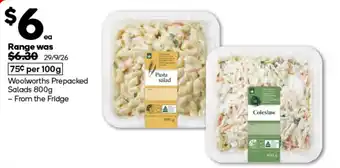 Woolworths Prepacked Salads