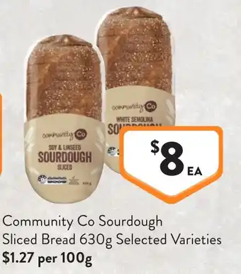 Foodworks Community Co Sourdough Sliced Bread offer