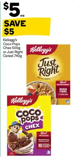 Woolworths Kellogg's Coco Pops Chex or Just Right Cereal offer