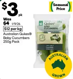 Woolworths Australian Qukes® Baby Cucumbers offer