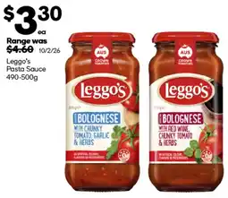 Woolworths Leggo's Pasta Sauce offer