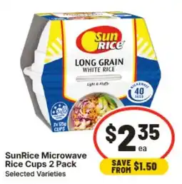 IGA SunRice Microwave Rice Cups 2 Pack Selected Varieties offer