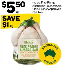 Woolworths macro Free Range Australian Fresh Whole Plain RSPCA Approved Chicken offer