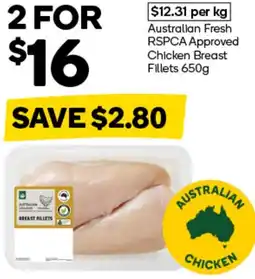 Woolworths Australian Fresh RSPCA Approved Chicken Breast Fillets offer