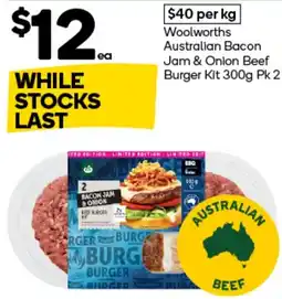 Woolworths Woolworths Australian Bacon Jam & Onion Beef Burger Kit offer