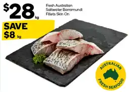 Woolworths Fresh Australian Saltwater Barramundi Fillets Skin On offer