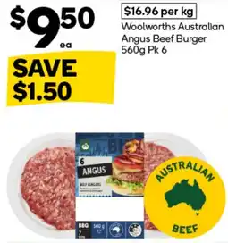 Woolworths Woolworths Australian Angus Beef Burger offer
