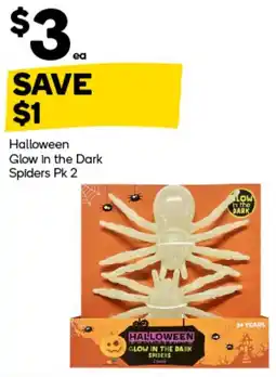 Woolworths Halloween Glow in the Dark Spiders offer