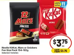 IGA Nestle KitKat, Mars or Snickers Fun Size Pack offer