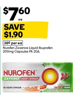 Woolworths Nurofen Zavance Liquid Ibuprofen 200mg Capsules offer