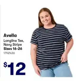 Woolworths Avella Longline Tee, Navy Stripe offer