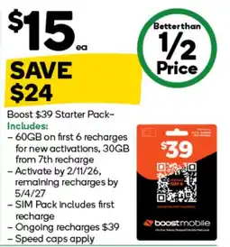 Woolworths Boost $39 Starter Pack offer