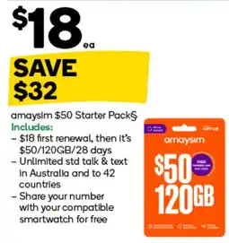 Woolworths amaysim $50 Starter Pack offer