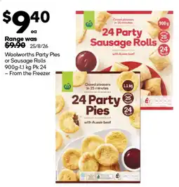 Woolworths Woolworths Party Pies or Sausage Rolls offer