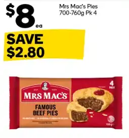 Woolworths Mrs Mac's Famous Beef Pies offer
